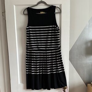 Just...Taylor Black and White Striped Midi Dress